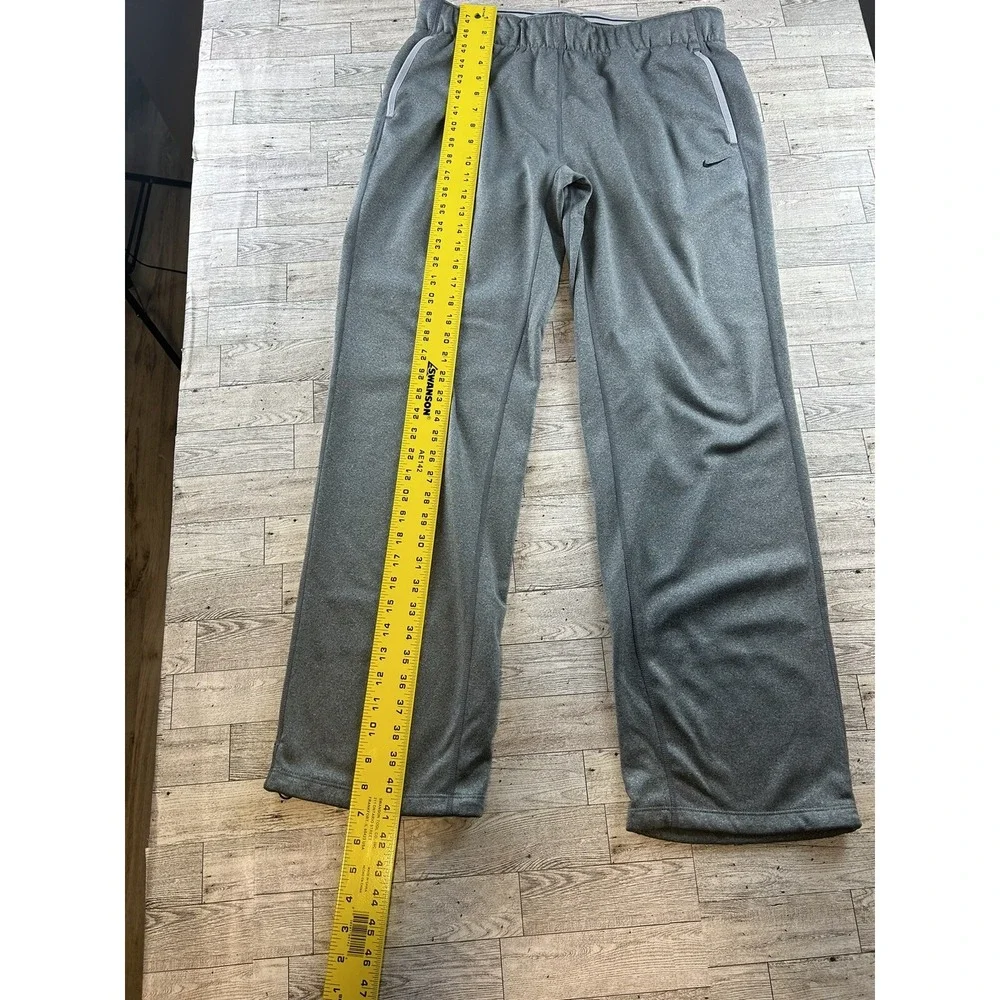 Nike Men's Gray Fleece Dri-Fit Sweatpants Sz L Pockets Elastic Waist Drawstring‎